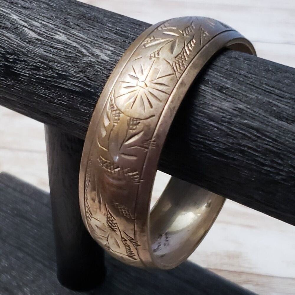 Vintage Bracelet / Bangle - 8.25" Carved Design - Some Marks